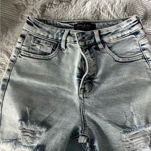 Blue Distressed Denim Shorts
